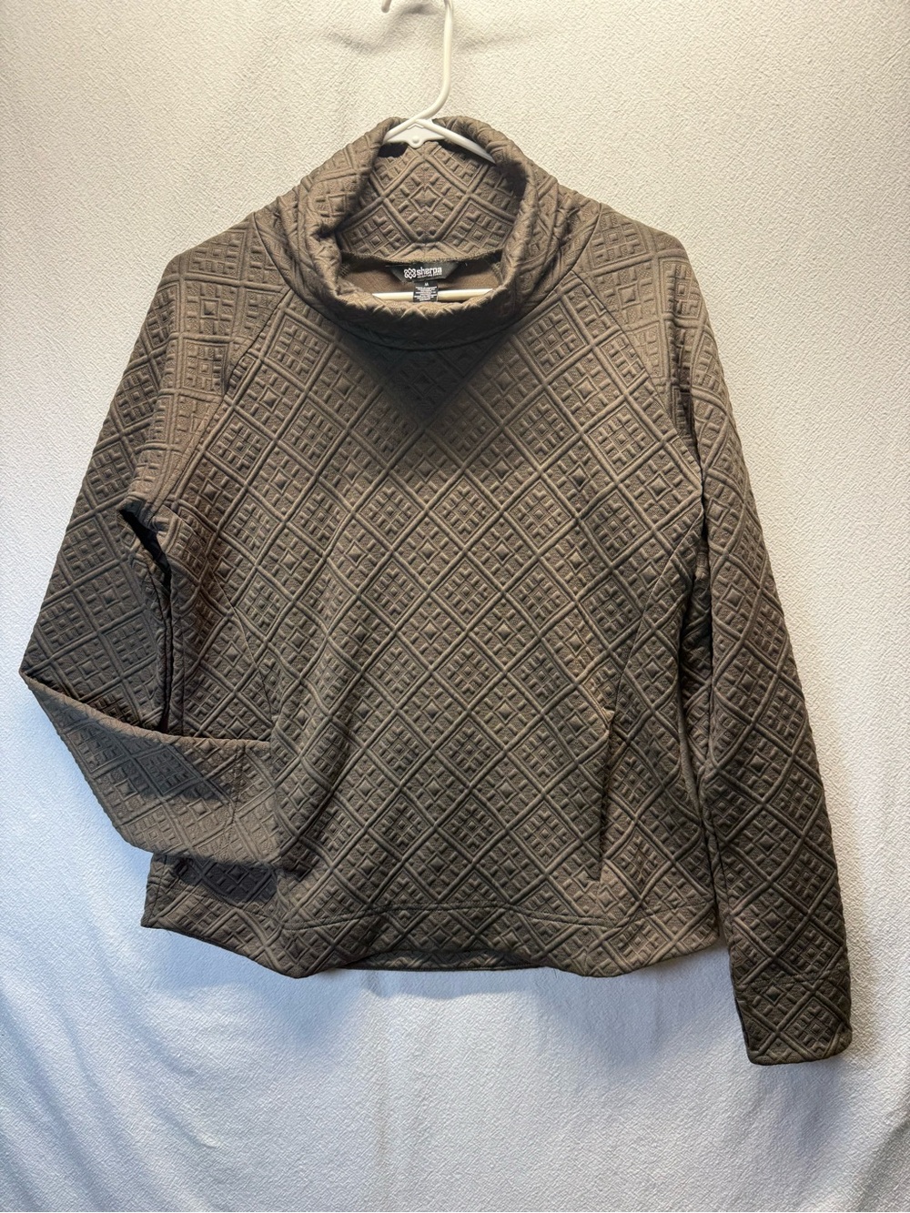 Gorpcore Sherpa Adventure Gear Nyano Pullover mocha brown jacquard print cowl